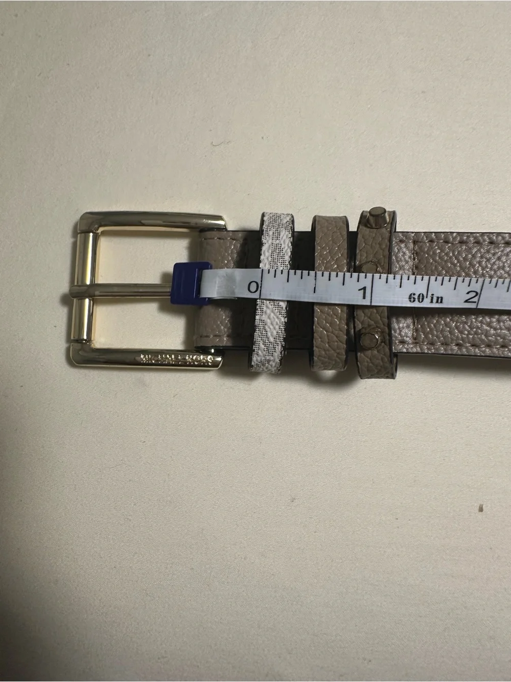 Michael Kors Vanilla MK Logo Belt Gold Buckle Women’s  Size Medium